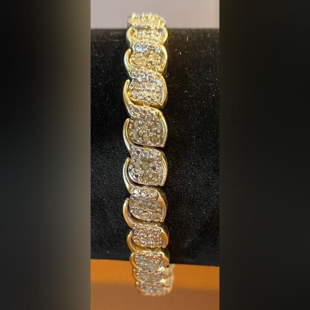 FAS Sterling Silver 925 Clear Stone Tennis Bracelet Box Clasp 7.5 Inch Jewelry